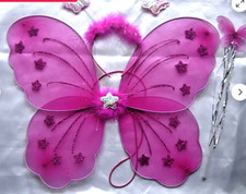 Butterfly Wings Wand Headband Fancy Dress Hen Night Party Hot Pink