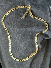 GOLD PLATED Flat Curb Chain Necklace 20 21.38g Jewellery