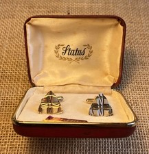 Vintage Cufflinks Set by Status. Diamond Cut. In Original Box
