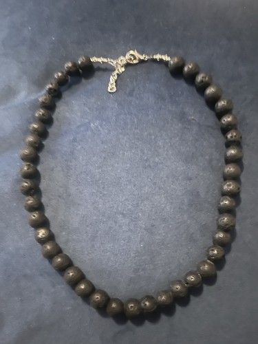 Black lava rock necklace - black,