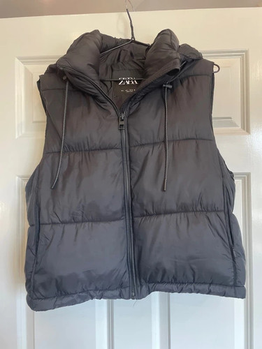 Zara black hooded puffer - puffer, gilet