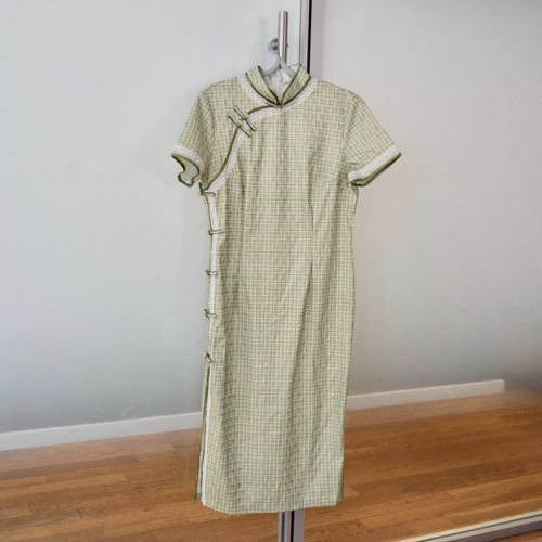 Green white plaid - white,