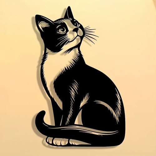Metal cat wall art minimalist - cat,