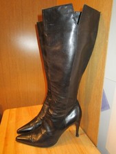 SERGIO ROSSI UK 6.5 EU 40 BLACK Soft Leather Boots RRP £1,150.00