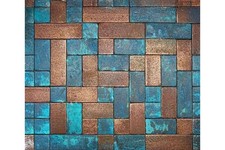 Vintage copper tiles Cobresos, brown-turquoise – rustic kitchen backsplash...