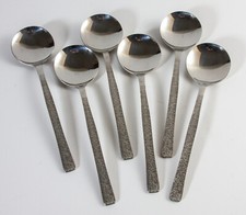 Set of 6 Vintage 1970s Viners Studio Soup Spoons Stainless Steel Cutlery 200mm