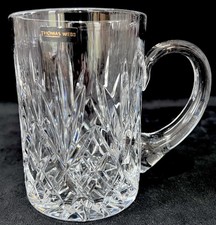 Thomas Webb Hand Cut Crystal 1 Pint Vintage Glass Tankard with Handle 5.5” Tall