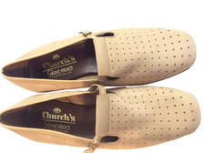 Church Glovemocs Shoes Women  4UK C Leather Sued Cream Kitten Heel Comfortable