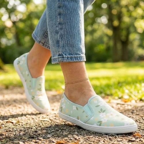Womens floral canvas slip - floral,