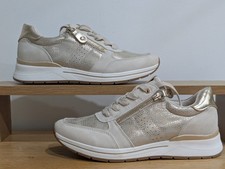 Pavers Metallic Accent Wedge Trainers - Beige /  Gold - UK 5 EU 38