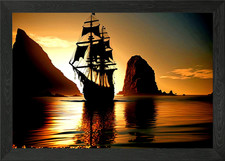 Ocean ship framed wall art - framed,