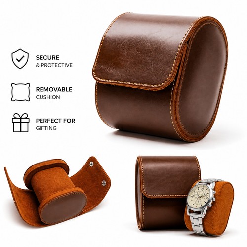 Single watch roll travel case - single,