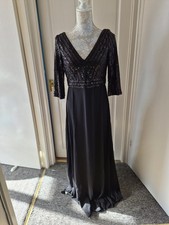 Ever Pretty Ladies Black Evening Gown with Sequin Bodice & 3/4 Sleeves