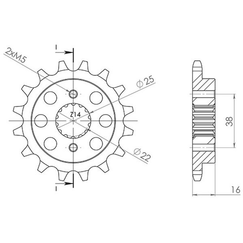 Sunstar steel sprocket p525 - steel,