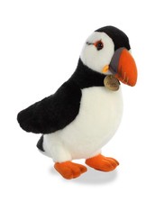MiYoni Puffin Soft Toy Realistic Plush Bird Black And White Cuddly 10 Inch
