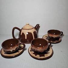 Vintage Clay Tea Set Brown