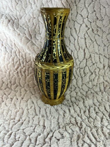 Vtg chinese woven bamboo vase - vtg,
