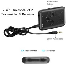 Bluetooth Receiver Transmitter 2 in 1 Stereo APTX Wireless Aux Audio Car Adapter