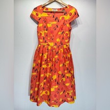 Midi Dress Flying Birds Orange