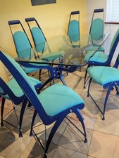 bespoke iceberg edge  cut  glass table, 8 comfortable back support  chairs 