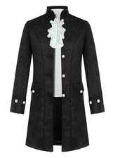 Mens Victorian Steampunk Frock Coat Tailcoat Jabot Shirt Halloween Cosplay