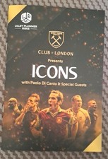 ICONS evening with Paolo Di Canio Programme 2/12/25 @ O2 Indigo  West Ham United