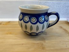 Mug Blue Spot Handmade Polish pottery Boleslawiec