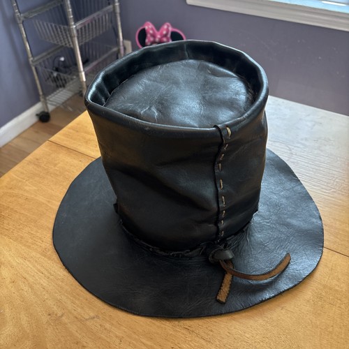 Mens leather top hat - hat, hand