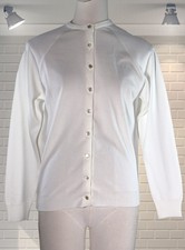 Vintage White Crimplene Cardigan - Mod - Scooter Girl - Brighton