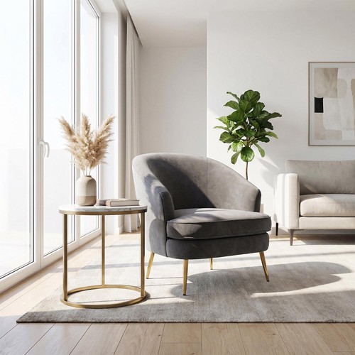 Velvet grey armchair - velvet,