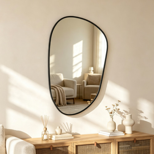 Framed irregular wall mirror - wall,