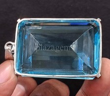 245 CT EMERALD CUT NATURAL BLUE AQUAMARINE EGL 925 SILVER PENDANT GEMSTONE 5ARC