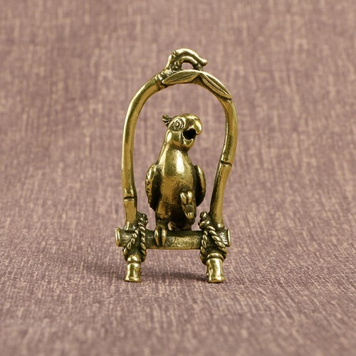 Brass bird sculpture cage - sculpture,