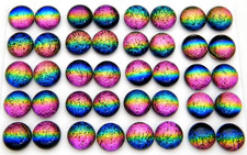RAINBOW FOR POST EARRINGS TINY Lot 40 pcs round DICHROIC FUSED GLASS (D23) CABS