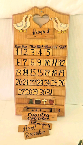 Vtg wooden perpetual - vtg, calendar