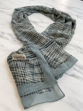 Viyella classic vintage ladies  rectangle scarf in duck egg blue , black, cream