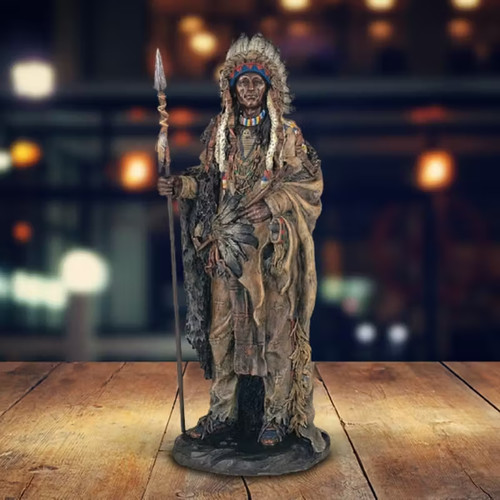 Indian warrior with - 14"h, spear