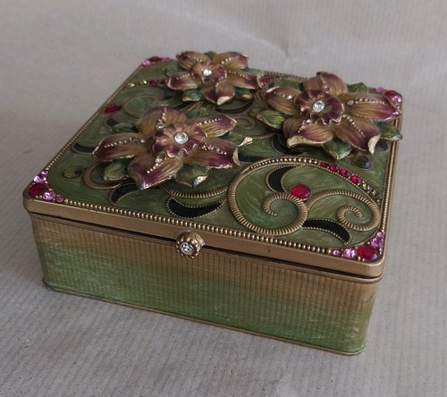 Vintage metal jewellery box - metal, 4"