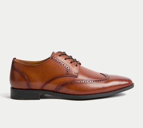 Tan leather brogues from - leather, marks