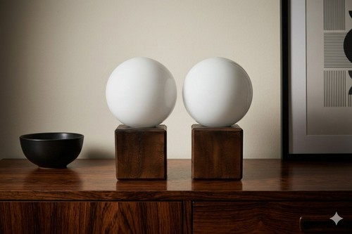 Pair table lamps opal - of,