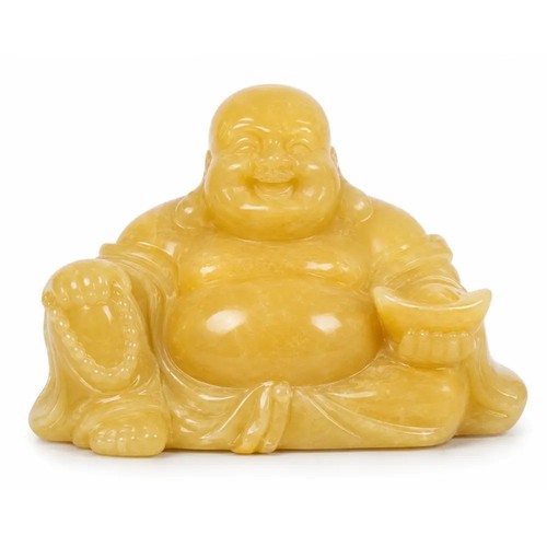 Yellow jade laughing buddha - jade,