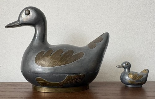 Vintage pewter brass - vintage, duck