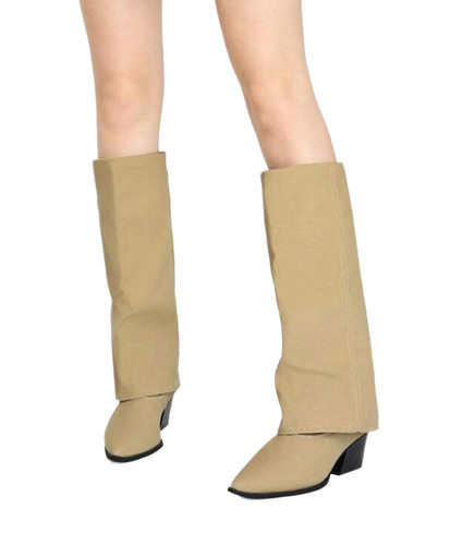 Beige cuff knee high - knee,