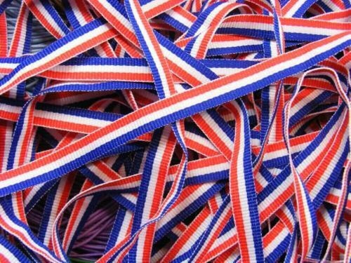 Red white blue ribbon 10mm - red,
