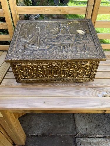 Vintage brass fireside slipper - fireside,