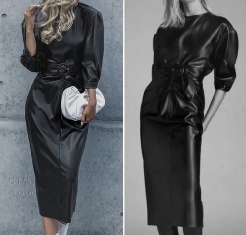 Zara black faux - black, draped