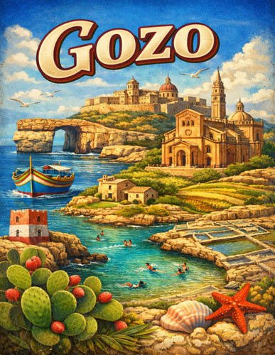 Gozo malta fridge large magnet - malta,