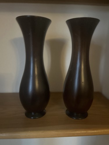 Pair dark wood - vases, light