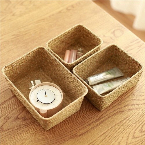 Box container woven seagrass - box,