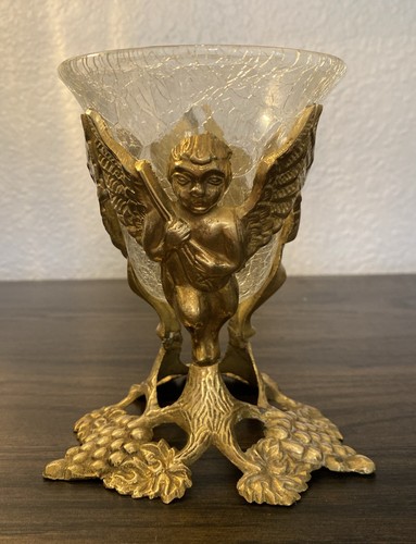 Vintage brass angel cherub - vintage,